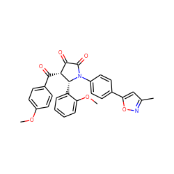 COc1ccc(C(=O)[C@@H]2C(=O)C(=O)N(c3ccc(-c4cc(C)no4)cc3)[C@@H]2c2ccccc2OC)cc1 ZINC000169694870