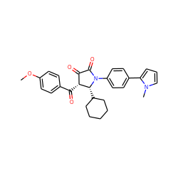 COc1ccc(C(=O)[C@@H]2C(=O)C(=O)N(c3ccc(-c4cccn4C)cc3)[C@@H]2C2CCCCC2)cc1 ZINC000169694842