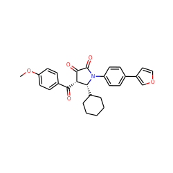 COc1ccc(C(=O)[C@@H]2C(=O)C(=O)N(c3ccc(-c4ccoc4)cc3)[C@@H]2C2CCCCC2)cc1 ZINC000169694910