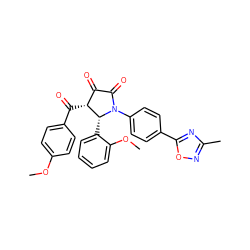 COc1ccc(C(=O)[C@@H]2C(=O)C(=O)N(c3ccc(-c4nc(C)no4)cc3)[C@@H]2c2ccccc2OC)cc1 ZINC000169694890