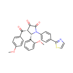 COc1ccc(C(=O)[C@@H]2C(=O)C(=O)N(c3ccc(-c4nccs4)cc3)[C@@H]2c2ccccc2OC)cc1 ZINC000169694878