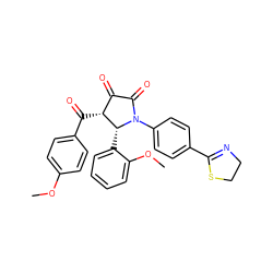 COc1ccc(C(=O)[C@@H]2C(=O)C(=O)N(c3ccc(C4=NCCS4)cc3)[C@@H]2c2ccccc2OC)cc1 ZINC000169694874