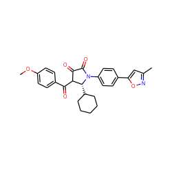 COc1ccc(C(=O)C2C(=O)C(=O)N(c3ccc(-c4cc(C)no4)cc3)[C@@H]2C2CCCCC2)cc1 ZINC000165883321