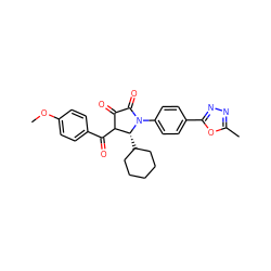 COc1ccc(C(=O)C2C(=O)C(=O)N(c3ccc(-c4nnc(C)o4)cc3)[C@@H]2C2CCCCC2)cc1 ZINC000165929273