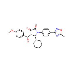 COc1ccc(C(=O)C2C(=O)C(=O)N(c3ccc(-c4noc(C)n4)cc3)[C@@H]2C2CCCCC2)cc1 ZINC000165858181