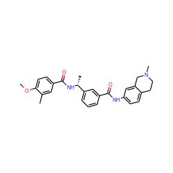 COc1ccc(C(=O)N[C@H](C)c2cccc(C(=O)Nc3ccc4c(c3)CN(C)CC4)c2)cc1C ZINC000204341509