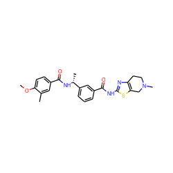 COc1ccc(C(=O)N[C@H](C)c2cccc(C(=O)Nc3nc4c(s3)CN(C)CC4)c2)cc1C ZINC000200018610