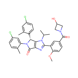 COc1ccc(C(=O)N2CC(O)C2)cc1-c1nc2c(n1C(C)C)[C@@H](c1ccc(Cl)cc1C)N(c1cc(Cl)ccc1C)C2=O ZINC000169705385
