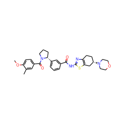 COc1ccc(C(=O)N2CCC[C@@H]2c2cccc(C(=O)Nc3nc4c(s3)C[C@@H](N3CCOCC3)CC4)c2)cc1C ZINC000220424803