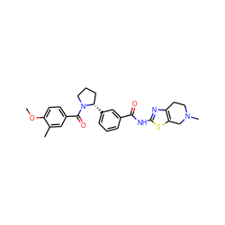 COc1ccc(C(=O)N2CCC[C@@H]2c2cccc(C(=O)Nc3nc4c(s3)CN(C)CC4)c2)cc1C ZINC000199984540