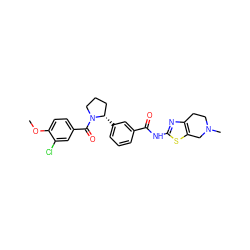 COc1ccc(C(=O)N2CCC[C@@H]2c2cccc(C(=O)Nc3nc4c(s3)CN(C)CC4)c2)cc1Cl ZINC000199984582