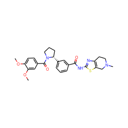 COc1ccc(C(=O)N2CCC[C@@H]2c2cccc(C(=O)Nc3nc4c(s3)CN(C)CC4)c2)cc1OC ZINC000113565252