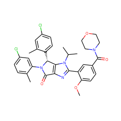 COc1ccc(C(=O)N2CCOCC2)cc1-c1nc2c(n1C(C)C)[C@@H](c1ccc(Cl)cc1C)N(c1cc(Cl)ccc1C)C2=O ZINC000169705383