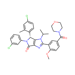 COc1ccc(C(=O)N2CCOCC2)cc1-c1nc2c(n1C(C)C)[C@@H](c1ccc(Cl)cc1C)N(c1cccc(Cl)c1)C2=O ZINC000169705729