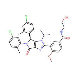 COc1ccc(C(=O)NCCO)cc1-c1nc2c(n1C(C)C)[C@H](c1ccc(Cl)cc1C)N(c1cc(Cl)ccc1C)C2=O ZINC000169705380