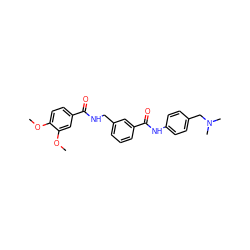 COc1ccc(C(=O)NCc2cccc(C(=O)Nc3ccc(CN(C)C)cc3)c2)cc1OC ZINC000045374678