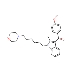 COc1ccc(C(=O)c2c(C)n(CCCCCCN3CCOCC3)c3ccccc23)cc1 ZINC000013820978