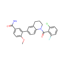 COc1ccc(C(N)=O)cc1-c1ccc2c(c1)CCCN2C(=O)c1c(F)cccc1Cl ZINC000141868791
