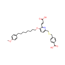 COc1ccc(CCCCCCCCOc2ccc(CSCc3ccc(C(=O)O)cc3)nc2/C=C/C(=O)O)cc1 ZINC000027073836