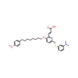 COc1ccc(CCCCCCCCOc2ccc(CSc3cccc(N(C)C)c3)nc2/C=C/C(=O)O)cc1 ZINC000026993120