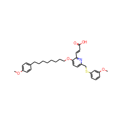 COc1ccc(CCCCCCCCOc2ccc(CSc3cccc(OC)c3)nc2/C=C/C(=O)O)cc1 ZINC000013833520