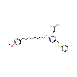 COc1ccc(CCCCCCCCOc2ccc(CSc3ccccc3)nc2/C=C/C(=O)O)cc1 ZINC000013833521
