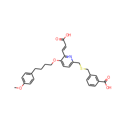 COc1ccc(CCCCOc2ccc(CSCc3cccc(C(=O)O)c3)nc2/C=C/C(=O)O)cc1 ZINC000013738744