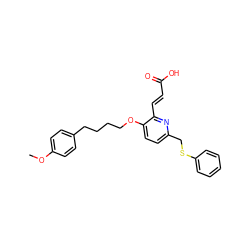 COc1ccc(CCCCOc2ccc(CSc3ccccc3)nc2/C=C/C(=O)O)cc1 ZINC000013758980