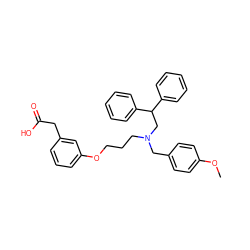 COc1ccc(CN(CCCOc2cccc(CC(=O)O)c2)CC(c2ccccc2)c2ccccc2)cc1 ZINC000013473318