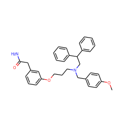 COc1ccc(CN(CCCOc2cccc(CC(N)=O)c2)CC(c2ccccc2)c2ccccc2)cc1 ZINC000013473317