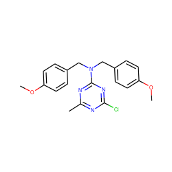COc1ccc(CN(Cc2ccc(OC)cc2)c2nc(C)nc(Cl)n2)cc1 ZINC000113150857