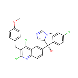 COc1ccc(Cc2c(Cl)nc3ccc([C@](O)(c4ccc(Cl)cc4)c4cncn4C)cc3c2Cl)cc1 ZINC000219569838