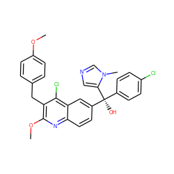 COc1ccc(Cc2c(OC)nc3ccc([C@](O)(c4ccc(Cl)cc4)c4cncn4C)cc3c2Cl)cc1 ZINC001772638830