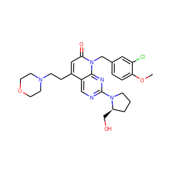 COc1ccc(Cn2c(=O)cc(CCN3CCOCC3)c3cnc(N4CCC[C@H]4CO)nc32)cc1Cl ZINC000033974366