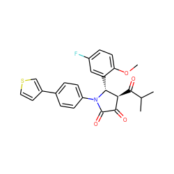 COc1ccc(F)cc1[C@@H]1[C@@H](C(=O)C(C)C)C(=O)C(=O)N1c1ccc(-c2ccsc2)cc1 ZINC000169696234