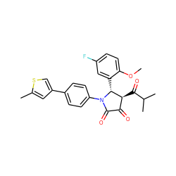 COc1ccc(F)cc1[C@@H]1[C@@H](C(=O)C(C)C)C(=O)C(=O)N1c1ccc(-c2csc(C)c2)cc1 ZINC000169696238