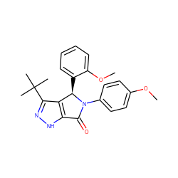 COc1ccc(N2C(=O)c3[nH]nc(C(C)(C)C)c3[C@H]2c2ccccc2OC)cc1 ZINC000144634399