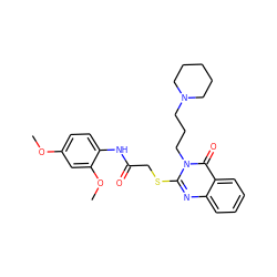 COc1ccc(NC(=O)CSc2nc3ccccc3c(=O)n2CCCN2CCCCC2)c(OC)c1 ZINC000008680882
