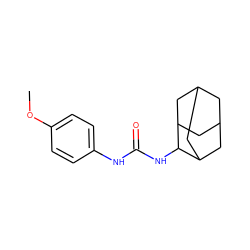 COc1ccc(NC(=O)NC2C3CC4CC(C3)CC2C4)cc1 ZINC000008157565