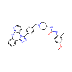 COc1ccc(NC(=O)NC2CCN(Cc3ccc(-c4nnc5n4-c4cccnc4Nc4ccccc4-5)cc3)CC2)c(C)c1 ZINC000096174116