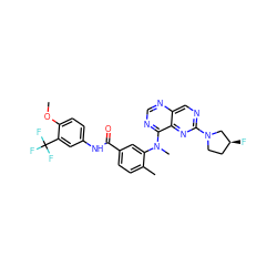 COc1ccc(NC(=O)c2ccc(C)c(N(C)c3ncnc4cnc(N5CC[C@H](F)C5)nc34)c2)cc1C(F)(F)F ZINC000148371017