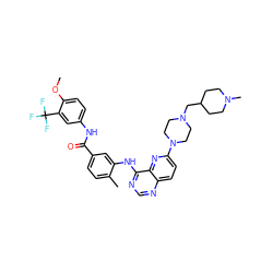 COc1ccc(NC(=O)c2ccc(C)c(Nc3ncnc4ccc(N5CCN(CC6CCN(C)CC6)CC5)nc34)c2)cc1C(F)(F)F ZINC000096175727