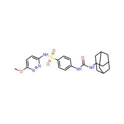 COc1ccc(NS(=O)(=O)c2ccc(NC(=O)NC34CC5CC(CC(C5)C3)C4)cc2)nn1 ZINC000096271194