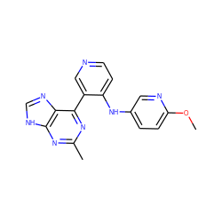 COc1ccc(Nc2ccncc2-c2nc(C)nc3[nH]cnc23)cn1 ZINC000113153456