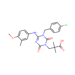 COc1ccc(Nc2nc(=O)n(CC(C)(C)C(=O)O)c(=O)n2Cc2ccc(Cl)cc2)cc1C ZINC000200527115