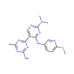 COc1ccc(Nc2nc(N(C)C)ncc2-c2nc(C)nc(N)n2)cn1 ZINC000113234654