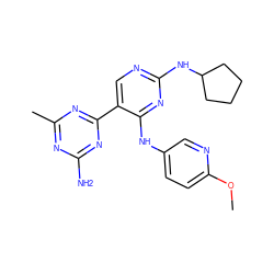 COc1ccc(Nc2nc(NC3CCCC3)ncc2-c2nc(C)nc(N)n2)cn1 ZINC000113232770