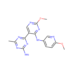 COc1ccc(Nc2nc(OC)ncc2-c2nc(C)nc(N)n2)cn1 ZINC000113236387