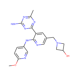 COc1ccc(Nc2ncc(CN3CC(O)C3)cc2-c2nc(C)nc(N)n2)cn1 ZINC000113237569