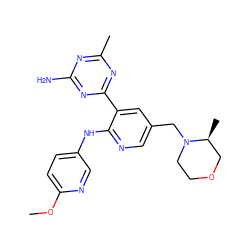 COc1ccc(Nc2ncc(CN3CCOC[C@@H]3C)cc2-c2nc(C)nc(N)n2)cn1 ZINC000113153245